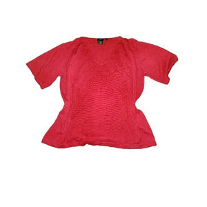 Haggar Women's Short Sleeve Sweater 1X Red